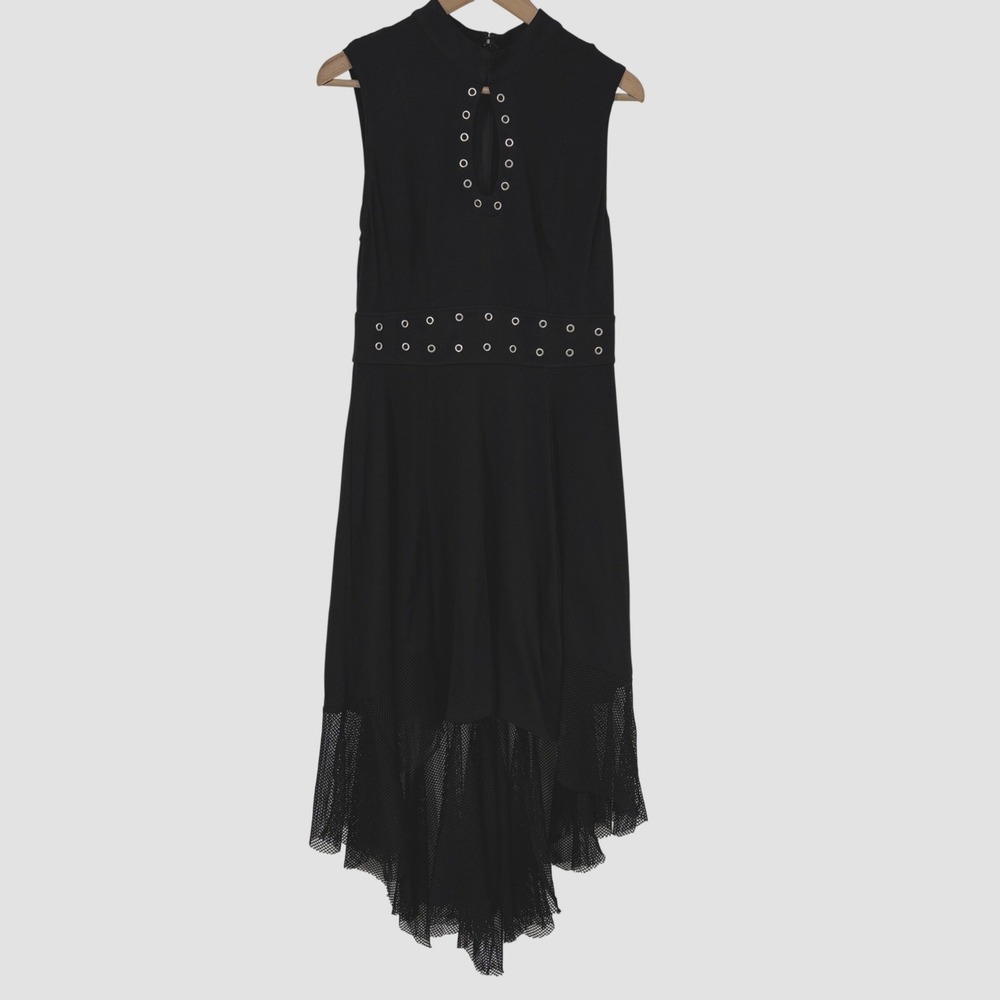 Tripp NYC Daang Goodman Black‎ Grommet Mesh Cut Out Dress Whimsigoth Vamp Gothic